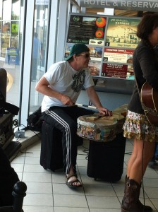 Playing on a guitar case...at the airport Saskatoon